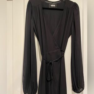 Reformation Dara Georgette Wrap Dress, size S, Black